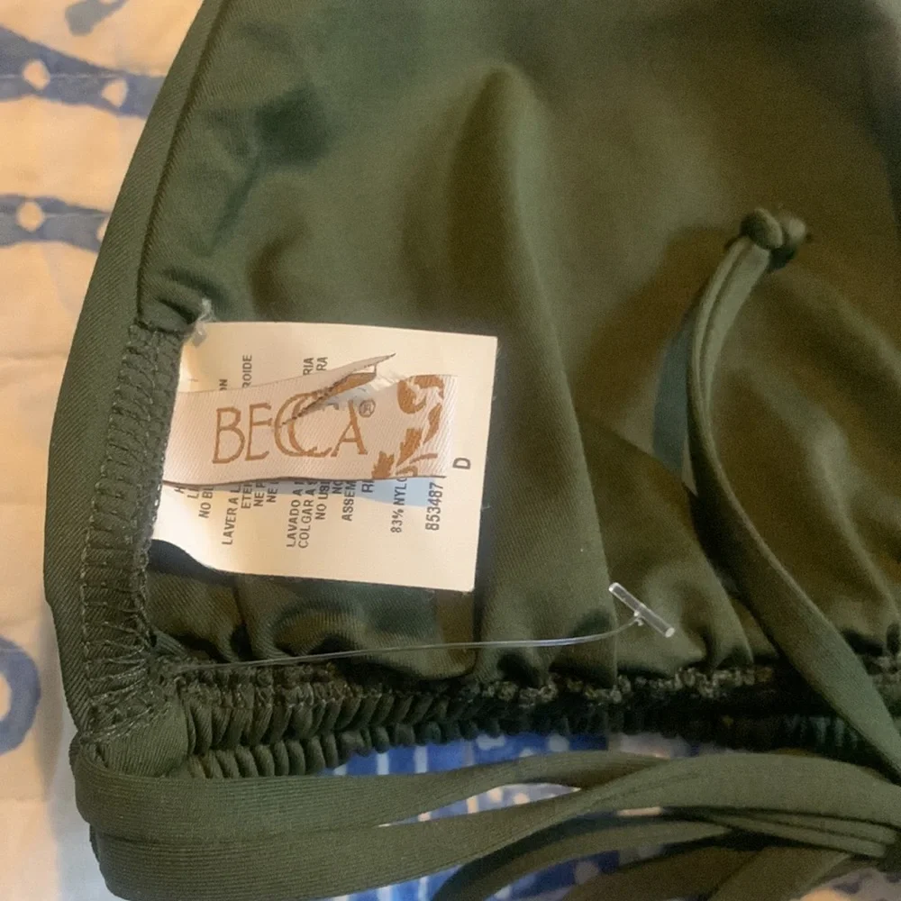 Becca by Rebecca Virtue Olive Green  Code High Neck Bikini Top Size D new no tag - Picture 8 of 9